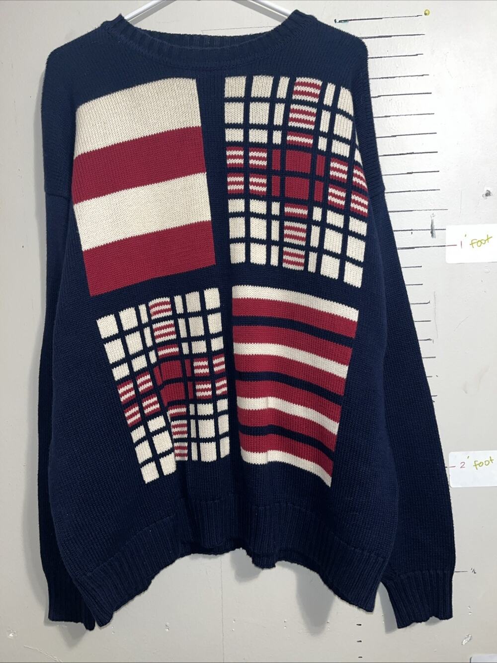 Old Money Golf navy red white Joseph A Bank sweater XL Golf Leadbetter